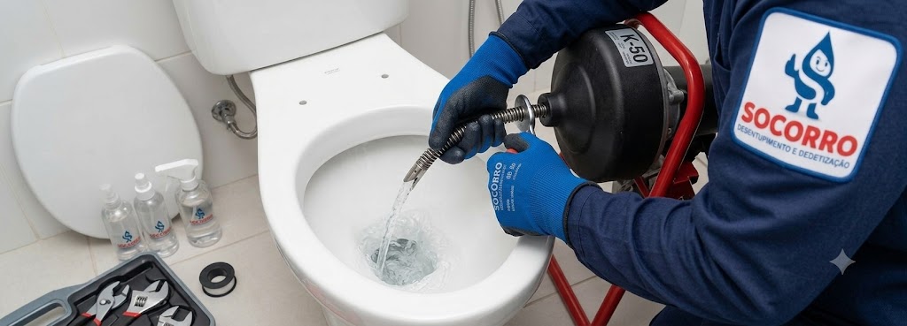 Profissional realizando Desentupidora de Vasos Sanitários em Bombinhas
