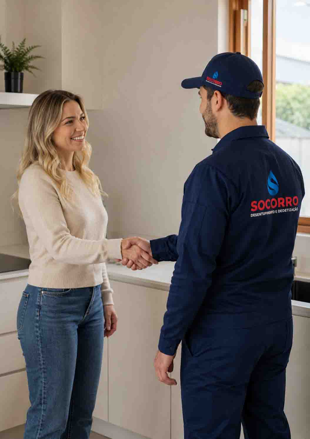 Equipe da Desentupidora em Bombinhas atendendo cliente em Bombinhas